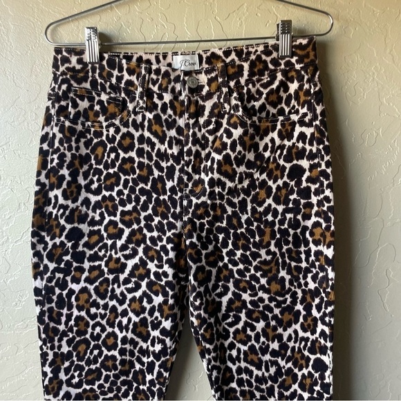 J.Crew 10" Highest Rise Toothpick Leopard Skinny Corduroy Pants - Picture 6 of 12
